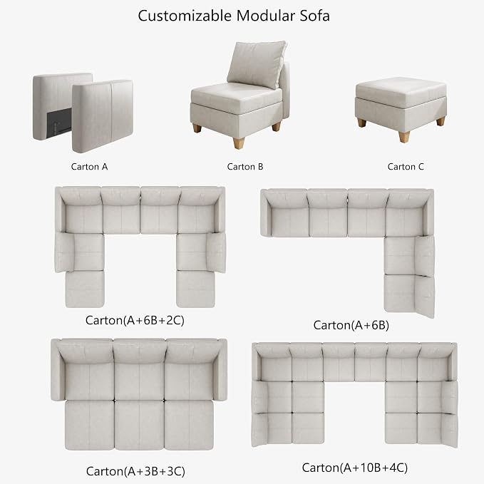 EASE MOOSE Modular Sectional Sleeper Sofa with Storage,Faux Leather sectional Modular Sleeper Sofa Couch