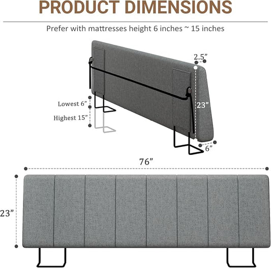 King Size Headboard Only-No Assembly Required, Dark Gray | Easy to use no assembly required, Linen fabric and extra-thick foam for added comfort, Modern style headboard king size