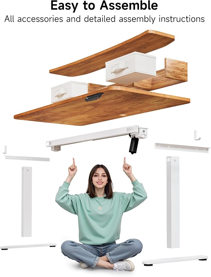 BIZUM Standing Desk with 2 Drawers Computer Desk-Stand up Desk Home Office Gaming Memory Desks C-Clamp Mount Compatible, 48x24 Inch Light Rustic Brown