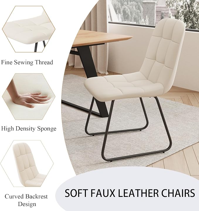 ZckyCine 51‑67 Inch Expandable Dining Set with 6 PU Leather Chairs, Wooden Furniture for Small‑Size Homes