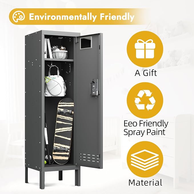 BUTISOW Metal Kids Locker,Metal Cabinet Storage Lockers,Lockable for Employees with Door,54" Height Steel Locker,Lockable Steel Locker for Children's Room, Playroom, School,Gym