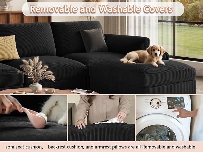 EASE MOOSE Oversized Modular Sectional Sofa, Extra Large L Shape Sectional Deep Seat Couch Removable Washable Sofa