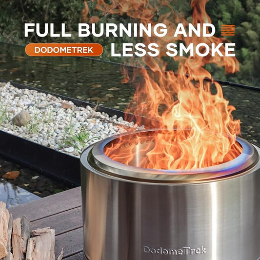 Smokeless Fire Pit, Portable Firepit Outdoor, 27 Inch Stainless Steel