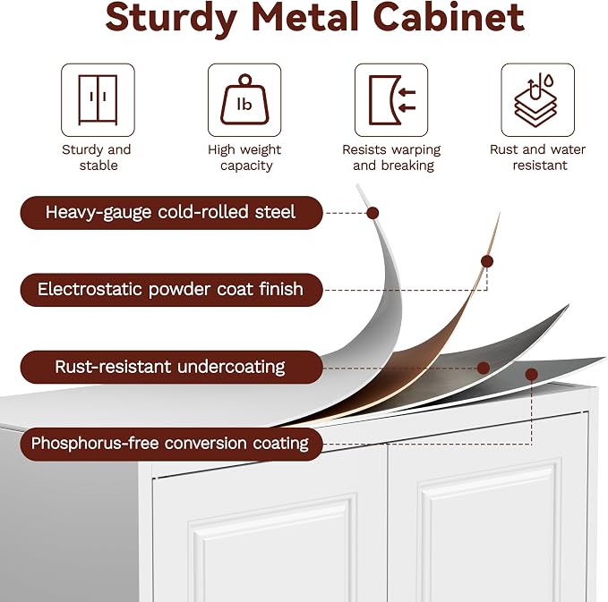 Metal Armoire Wardrobe Closet with Hanging Rod, 71" Tall Wardrobe Cabinet with Doors and 3 Drawers, Clothing Storage Cabinets for Bedroom