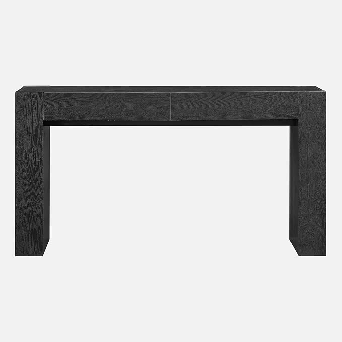 OKD Modern Entryway Console Table, Sofa Table with Drawers, 63" Long Hall Table Behind Couch, Thick Wood Design for Living Room, Hallway - Black Oak
