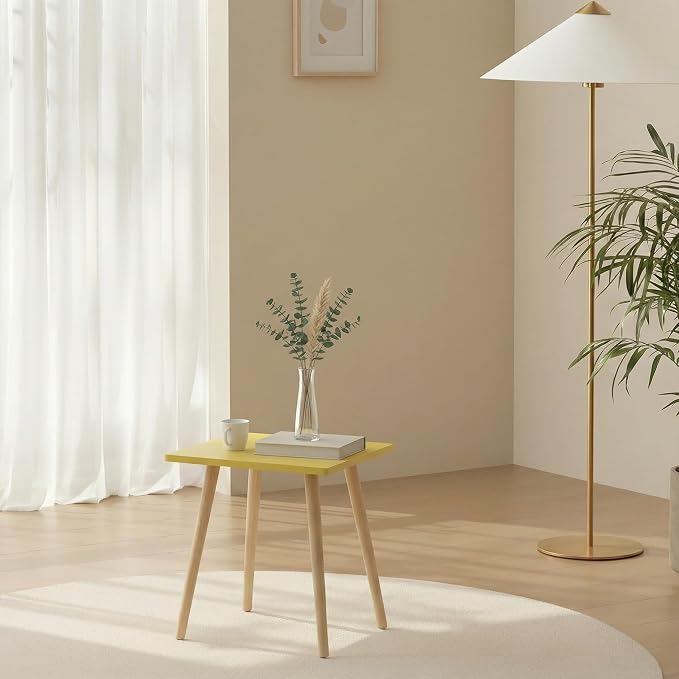 FORAOFUR Small Coffee Tbale, Short Accent Table x2 | 2 Pack Yellow table, modern rectangular, fits living/bedroom/balcony, compact, versatile, sturdy nightstand