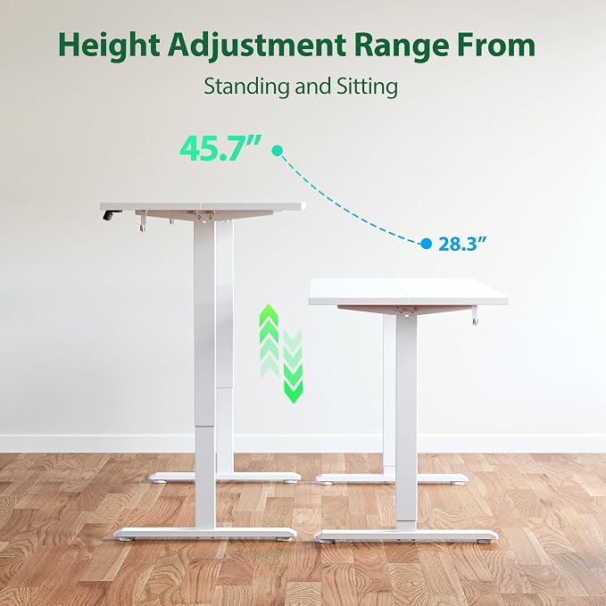 Agilestic Electric Standing Desk, 71 x 31.5 Inches Height Adjustable Desk, Sit Stand up for Work Office Home, Ergonomic Rising Computer Table with Memory Preset, White