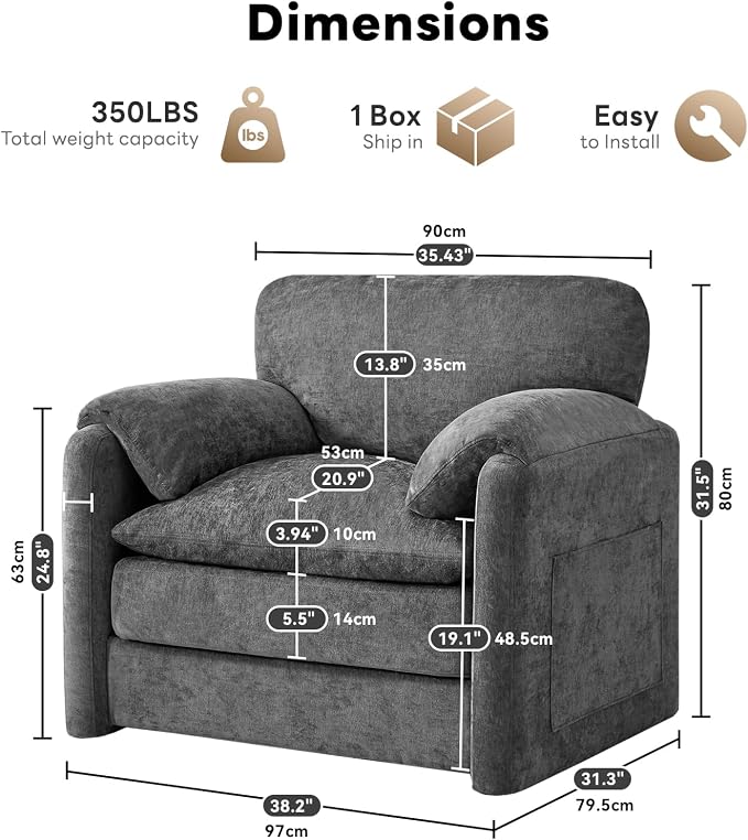 Tbfit Pull Out Sofa Bed with Chair, 3 in 1 Sleeper Sofa Couch with USB & Storage Chaise, Comfy Convertible Sleeper Sofas for Living Room, Small Spaces, Dark Gray