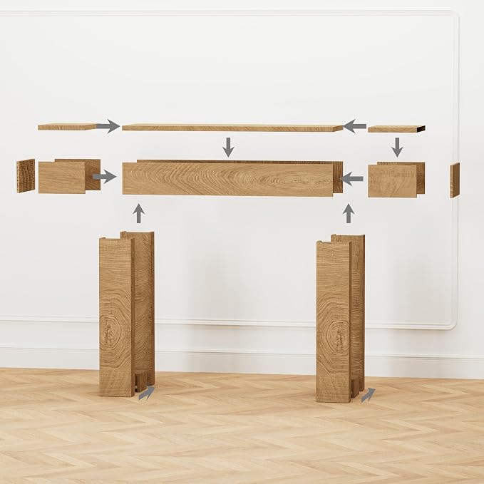 63 Inch Long Console Table w/Outlets & USB Ports, Narrow Rectangular Sofa Table Behind The Couch, Farmhouse Entryway Table for Entrance, Hallway, Living Room