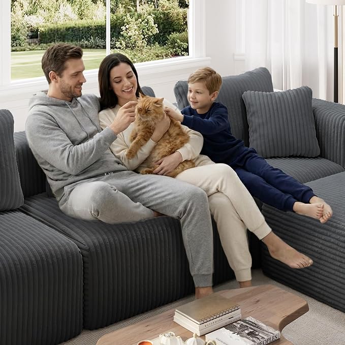 Novilla 70.8" Modular Sectional Sofa, Modern Cloud Sectional Couch with Smarts Coil® Support, Upholstered Boneless Couch for Living Room Apartments Bedroom, No Assembly Required, Dark Gray (Loveseat)