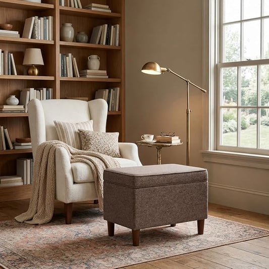 HomePop 24" Dinah Collection Storage Ottoman - Chocolate Brown