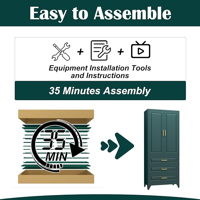 SteeLoong 75" Kitchen Pantry Cabinet with 3 Drawer,Metal Storage Cabinets with Doors and 2 Adjustable Shelves,Green Kitchen Cabinet with 2 Gold Handles,Food Cupboard for Livingroom,Pantry, Bathroom