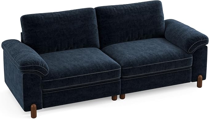 SITJOY Large Cloud Couch, 86" Wide 2 Seater Loveseat, Chenille in Navy Blue | Detachable and Washable Chenille Cover Sectional Sofas for Living Room, Deep Seat Wide Couch
