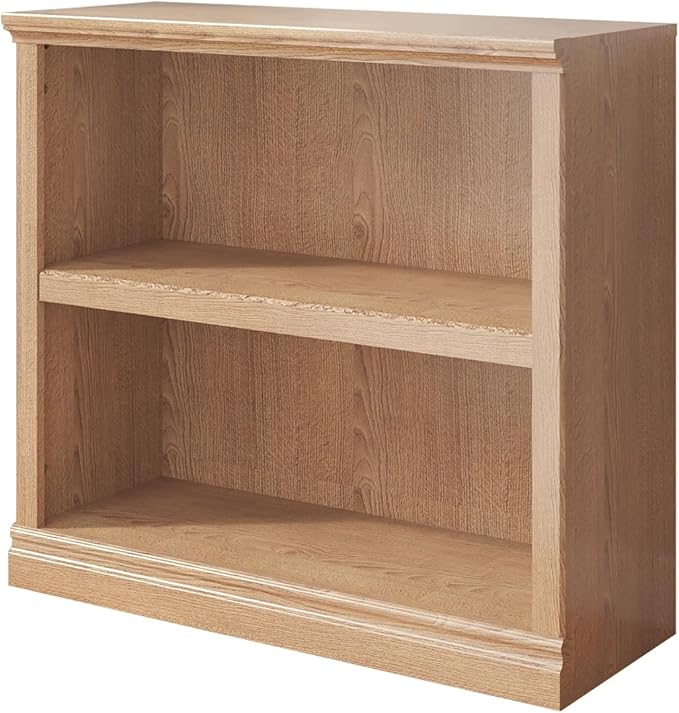 Bevfint Bookcase, 2 Tiers S Bookshelf Open Storage Organization, Floor Standing Indoor Furniture Book Case for Library Office Living Room Bedroom, Salt Oak - 2 Tier