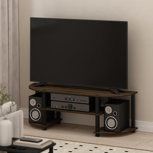Furinno Turn-S-Tube Wide TV Entertainment Center, Columbia Walnut/Black
