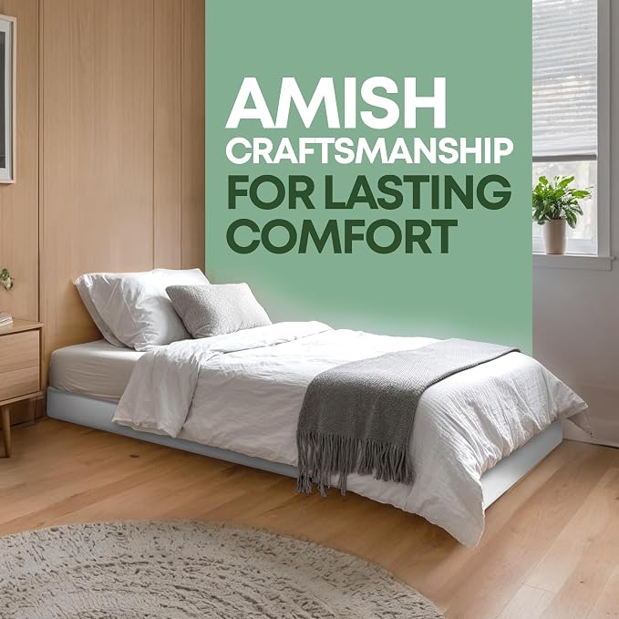 Greaton, Unassembled Twin XL Bed Inch Wood Box Spring Only – Amish Made in USA – Quiet Noise-Free Replacement Mattress Packed Flat, Easy Assembly (White), 4.5" Foundation