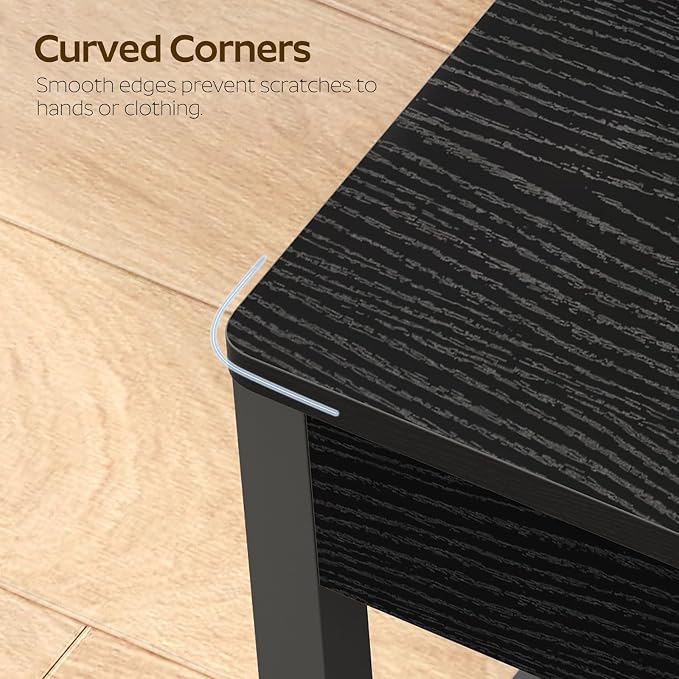 YATINEY Dining Chairs Set of 4, Industrial Kitchen Chairs with Metal Frame, Slanted Back, Wooden Dining Chair Set, for Kitchen, Living Room, Black CY03L4BB