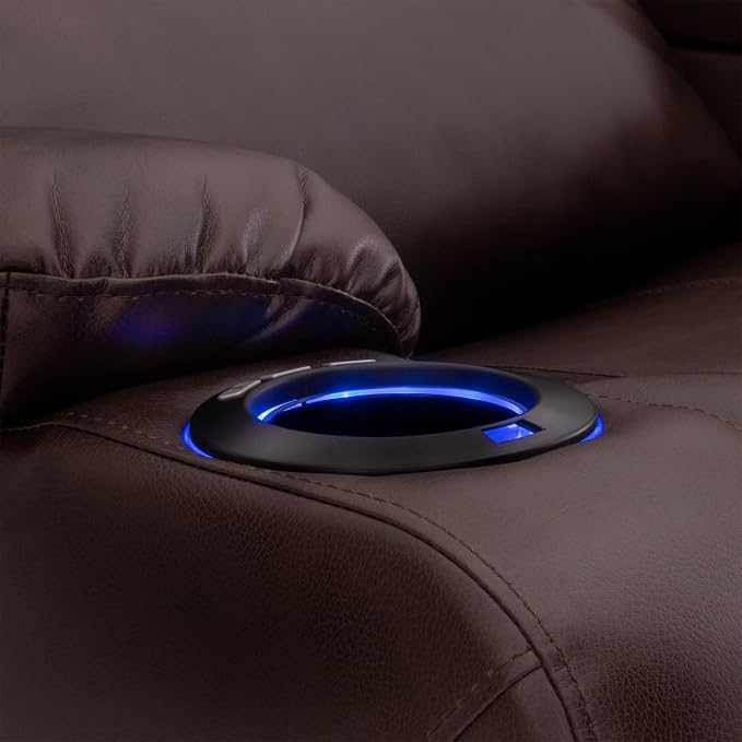 RecPro Charles 94" Powered Triple RV Wall Hugger Recliner | Drop Down Console | RV Furniture with Upgraded 2023 Fabric (Mahogany)