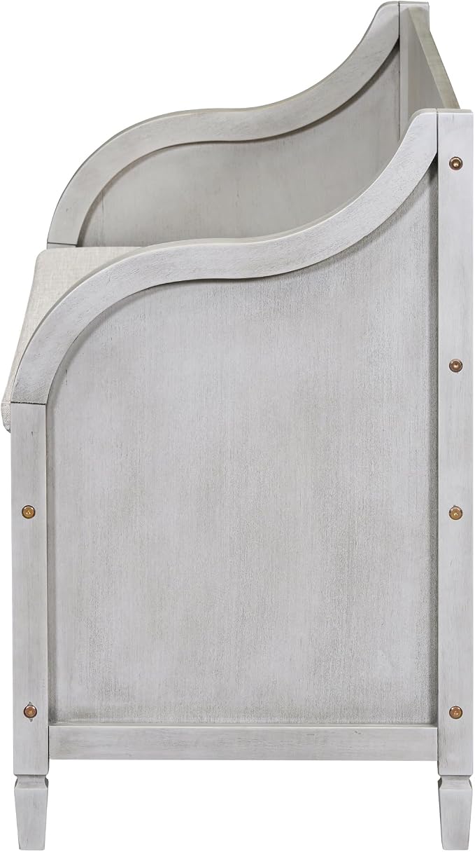 Knocbel Rustic Entry Storage Bench with Hidden Compartments and Removable Cushion, Wooden Entryway Hallway Foyer Shoe Bench Bedroom End of Bed Bench, 250lbs Weight Capacity (Gray Wash)