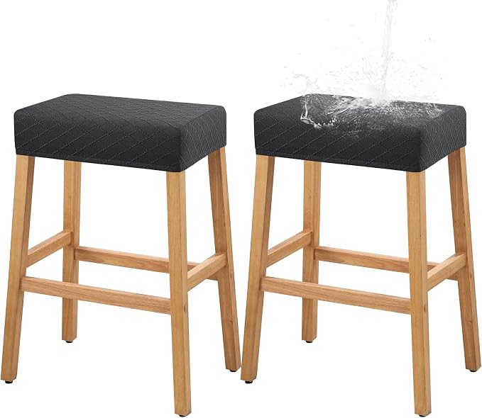 YISUN Stool Covers Rectangle - 2 Pack Stretch Waterproof Saddle Seat Cover Counter Bar Stools Bar Chairs Covers Kitchen Island Chairs Cushion Protector