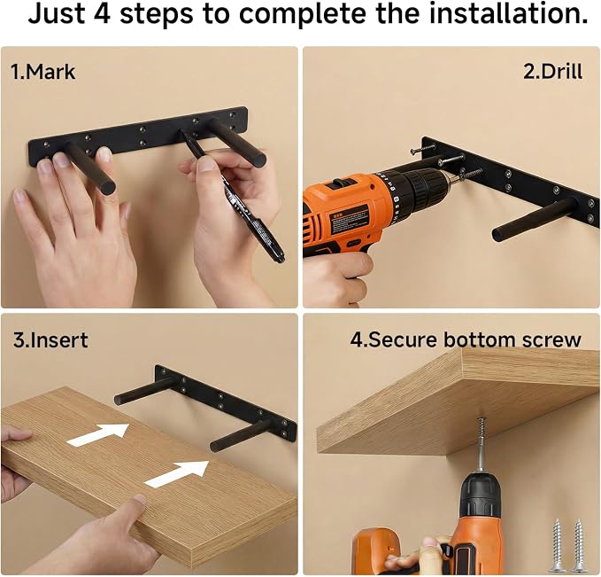31.5in Floating Shelves for Wall, Wall Mounted Shelves for Decor Storage Set of 2, Floating Shelf for Bedroom, Bathroom, Living Room and Kitchen(Beech)
