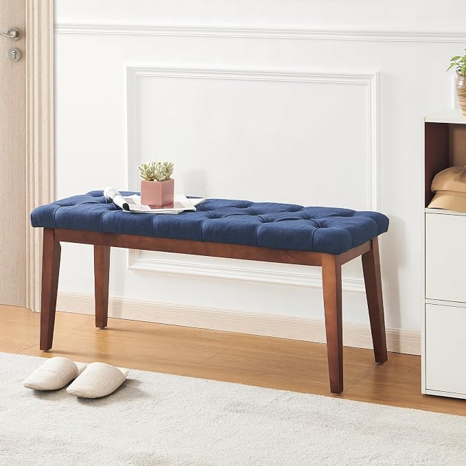 kinmars Upholstered Bench for Bedroom End of Bed,42.5-inch Entryway Bench for Living Room,Dining Bench with Padded Seat and Solid Wood Leg for Kitchen Bedroom,Indoor and Hallway