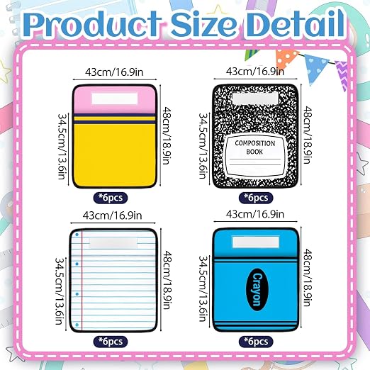 24Pcs 17 * 19 Inch Chair Pockets, Seat Sacks Student Chair Bag Organizer for Classroom, School Storage Seat Back Hanging Bag with a Name Tag Multi Pocket for Kindergarten Primary Schools Pre-School
