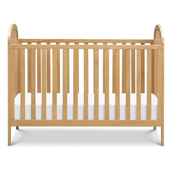 Davinci Beau 3-in-1 Convertible Baby Crib - GREENGUARD Gold Certified Crib- Convertible Crib to Toddler Bed and Daybed - Baby Bed w/ 4 Adjustable Heights - Wooden Crib - Honey