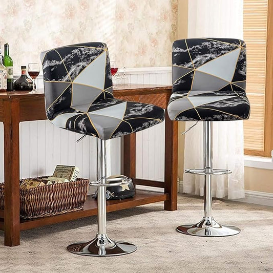 Levoberg Bar Stools Cover Set of 4 Printed Armless Swivel Barstools Slipcovers with Backs Stretch Square Counter Height Bar Stools Covers Mid Low Back Chair Cover for Kitchen Dining Room Bar #15
