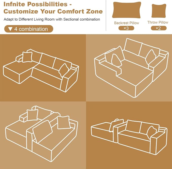 AUGOP 108" Sectional Couches for Living Room Modern Modular Sofa with L-Shape Couchs Upholstered Boneless Couch Deep Seat Sectional Couch with Chaise (Green, Left Facing Chaise+2Seaters)