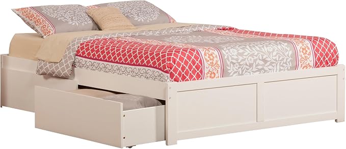 AFI, Concord Queen Platform Bed with Footboard & Storage Drawers, White