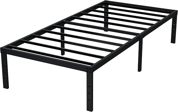 EMODA 16 Inch Platform Twin XL Bed Frames No Box Spring Needed, Heavy Duty MetalBed Frame, Noise Free, Easy Assembly, Black