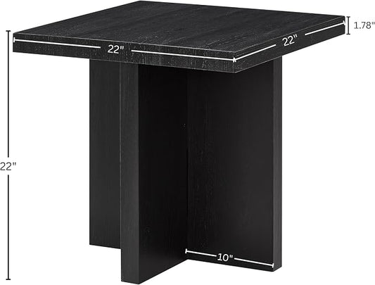 Roundhill Furniture Mchome Square End Table, Nightstand, Black Finish