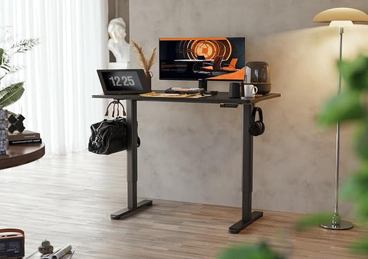 Claiks Electric Standing Desk, Adjustable Height Stand up Desk, 40x24 Inches Sit Stand Home Office Desk with Splice Board, Black Frame/Black Top