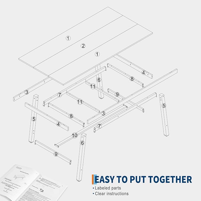 GarveeHome Industrial Dining Table for 6-8 People, 70.87" Long Large Kitchen Table with Sturdy Metal Frame, Rectangular Counter for Dinner, Kitchen, Dining Room (Grey, 71" Non-extendable)