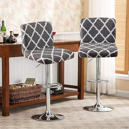 Levoberg Bar Stools Cover Set of 2 Printed Armless Swivel Barstools Slipcovers with Backs Stretch Square Counter Height Bar Stools Covers Mid Low Back Chair Cover for Kitchen Dining Room Bar #4