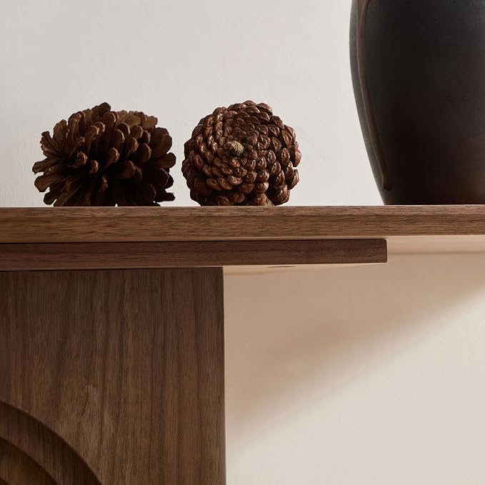 LKTART 47" MDF Console Table for Entryway, Narrow Entryway Table with Unique Loopback Design, Couch Table Behind Sofa with Single Loop-Leg for Living Room Hallway Foyer, Walnut