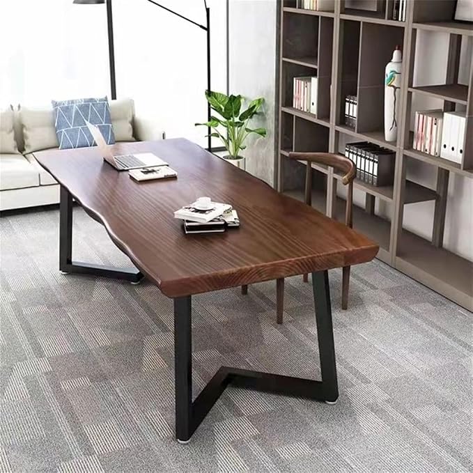 LAKIQ Solid Wood Home Office Writing Desk Industrial Rectangular Dining Table Farmhouse Home Working Table Desktop Computer Desk Home Writing Table-Table Only(70.9" L x 31.5" W x 29.5" H)