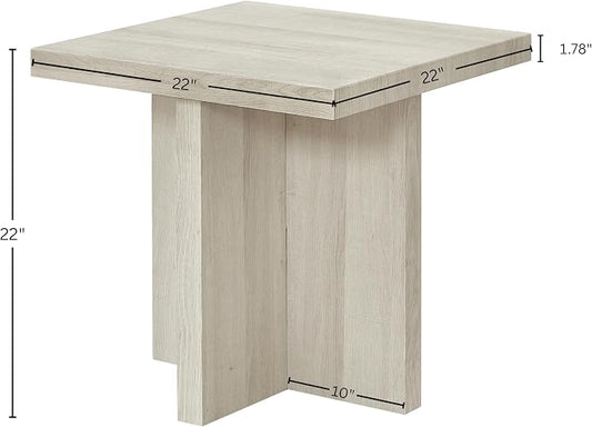 Roundhill Furniture Mchome Square End Table, Nightstand, White Finish