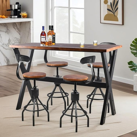 Industrial Rectangle Dining Table for Kitchen 41.3inch High Top Bar Table Narrow Patio Table Rustic Conference Working Desk for Office