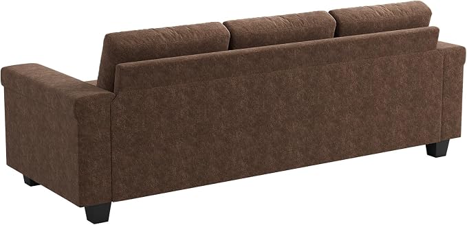 COPIAE 3 Seater Sofa Couch with Deep Seat, 90" Modern Upholstered Sofa with Armrests, Easy Installation, Comfy Couches for Living Room, Apartment,Dark Brown