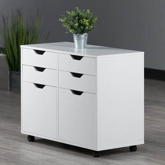 Winsome Halifax Mobile Storage Cabinet with Doors & Drawers, Stylish & Functional Home Storage Cabinet for Filing, Kitchen Organization, Moveable Furniture for Office, Dorms, Apartments