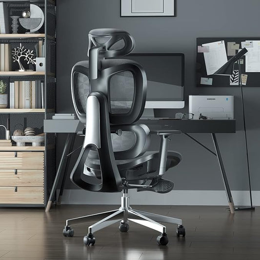 PatioMage Ergonomic Office Chair with Footrest, Big and Tall Desk Chair with Adjustable Lumbar Support, Seat Depth & 3D Armrests, High Back Mesh Computer Chair for Home Office, Black
