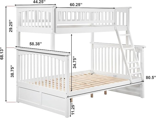 AFI, Columbia Ladder Bunk Bed Twin Over Full, White