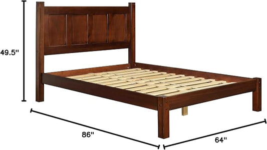 Grain Wood Furniture Shaker Solid Wood Panel Platform Bed, Queen Size, Cherry