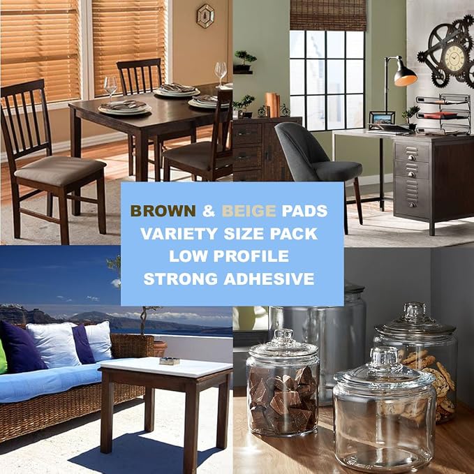 165 Piece Two Colors - Variety Size Furniture Felt Pads. Self Adhesive Pads with Transparent Noise Reduction Bumpers. Floor Protectors for Hardwood & Laminate Flooring-165 Piece