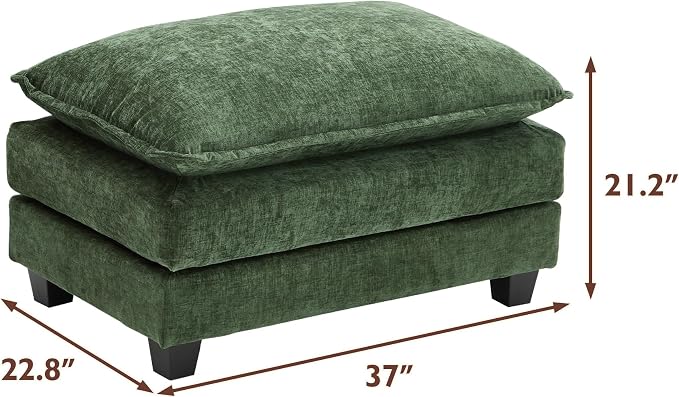 Ihanherry Ottoman for Modular Sectional Cloud Couch, Chenille Deep Seat Sofa for Living Room, Bedroom and Apartment, Green