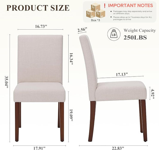 MALOL Upholstered Dining Chairs Set of 6, Fabric Dining Room Chairs, Modern Wooden Dining Chair, Kitchen Side Chairs, Farmhouse Dinner Chair with High Back for Kitchen, Beige