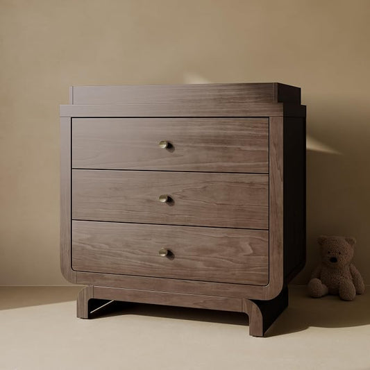 Storkcraft Santorini 3 Drawer Chest with Changing Topper (Hazelnut) – GREENGUARD Gold Certified, Award-Winning Premium Wood Dresser for Baby & Kids Bedroom with Interlocking Drawer System
