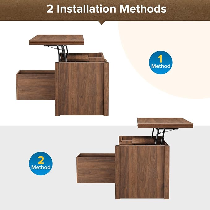 Memobarco 40" Farmhouse Lift Top Coffee Table with Sliding Barn Door,4 in 1 Multi-Function Coffee Tables with Storage Drawers & Hidden Compartment,Converts to Dining Table for Living Room,Walnut